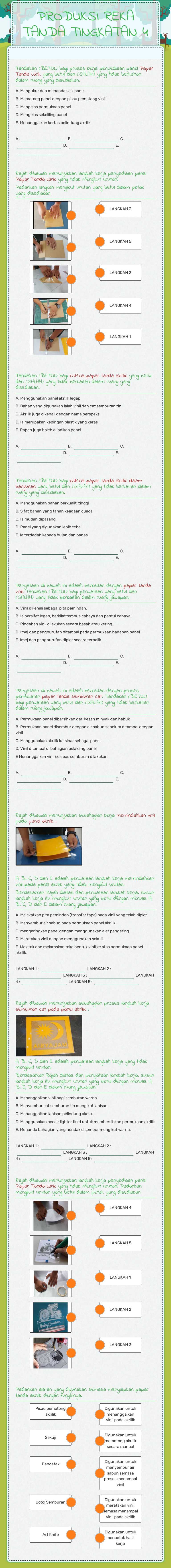 PRODUKSI REKA TANDA TINGKATAN 4 worksheet preview