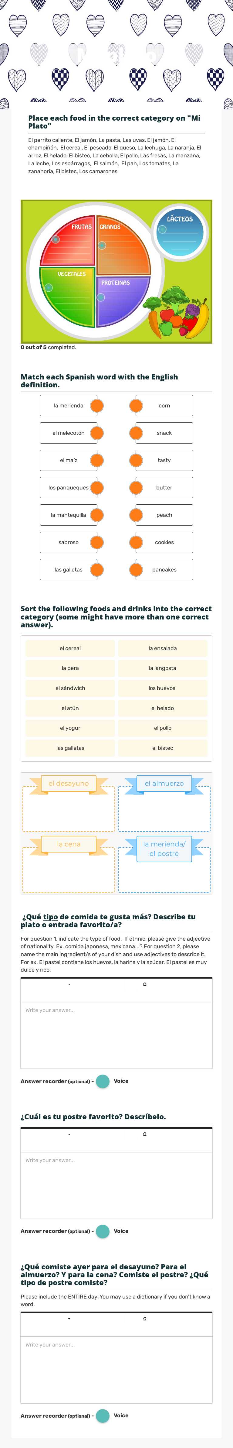 Mi plato worksheet preview image