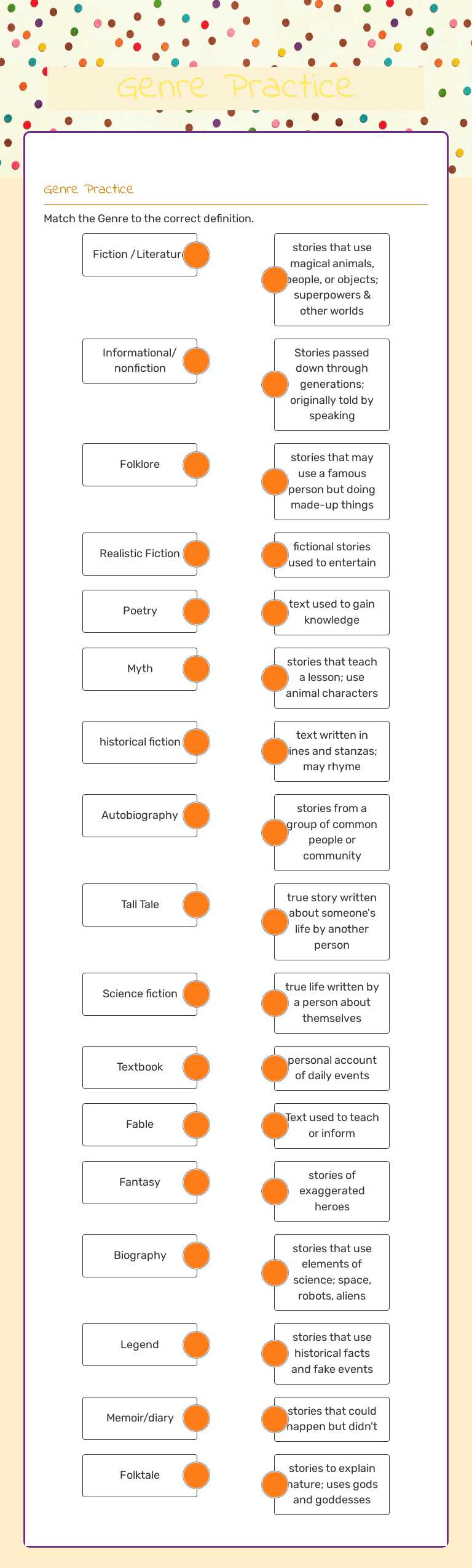 Genre Practice Grade 6 worksheet preview