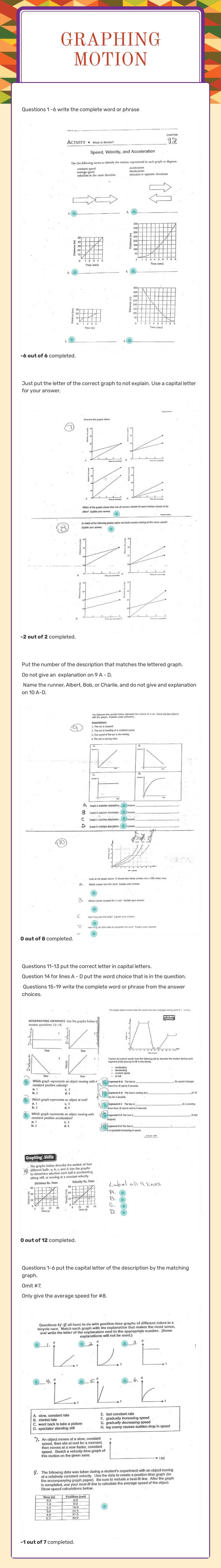 Graphing motion worksheet preview image