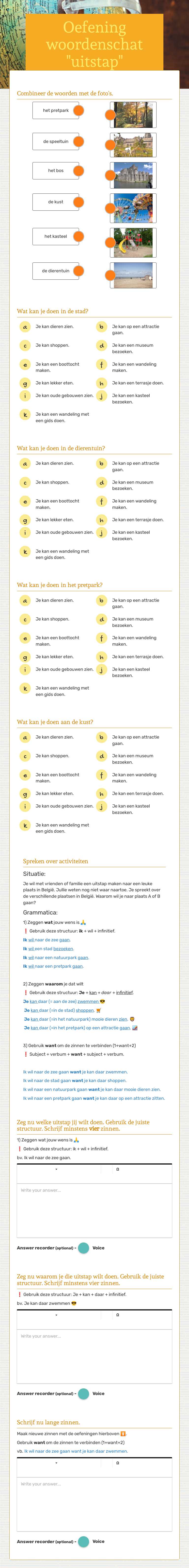 Oefening woordenschat "uitstap" worksheet preview image