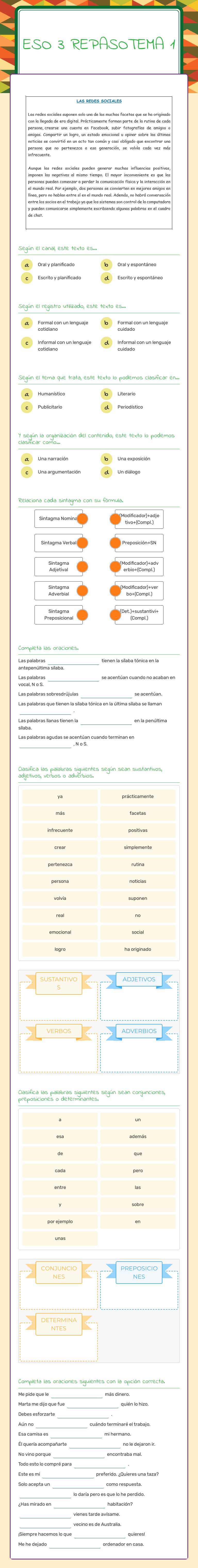 ESO 3 
REPASOTEMA 1 Grade 9 worksheet preview