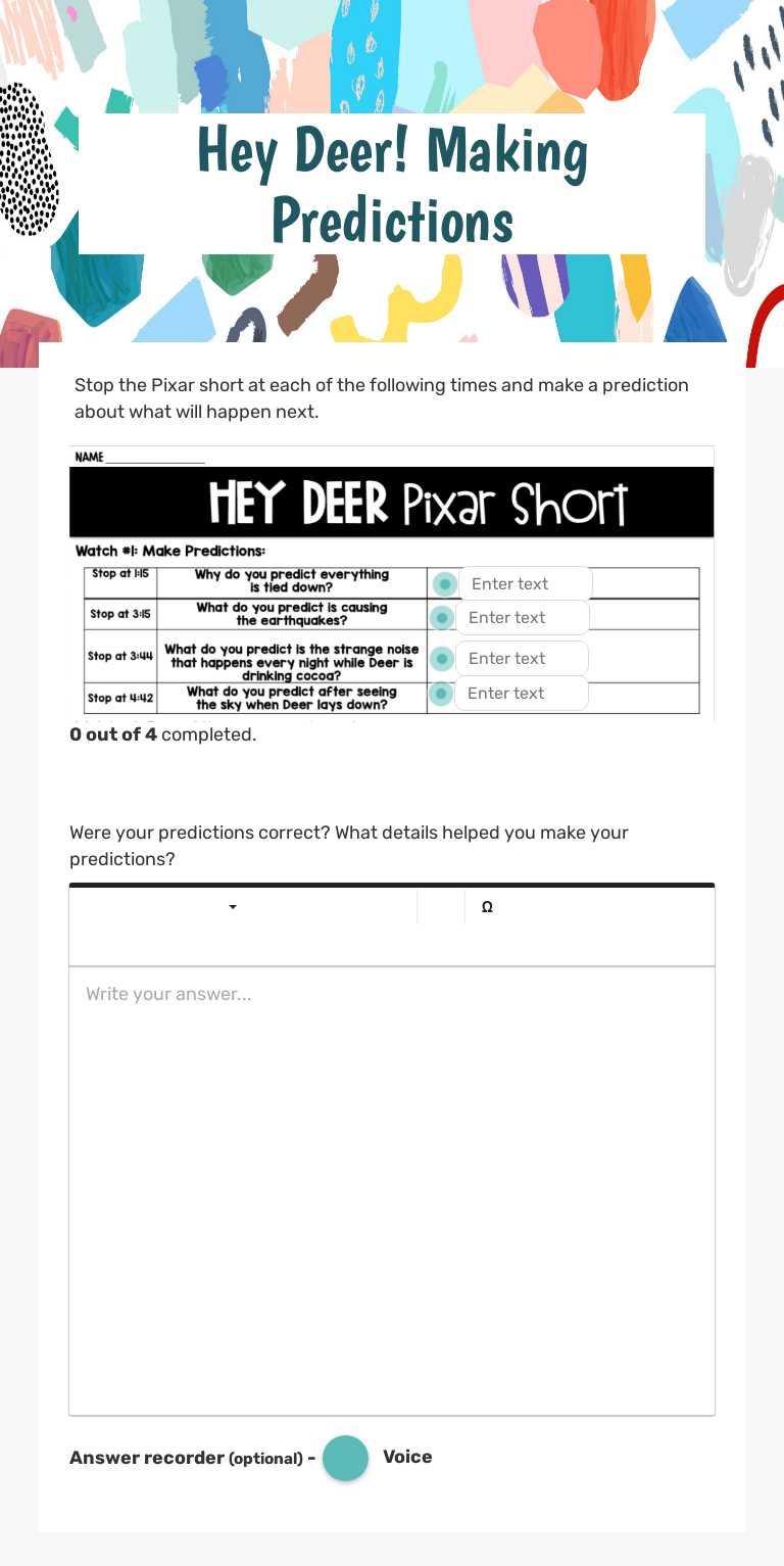 Hey Deer! Making Predictions worksheet preview image