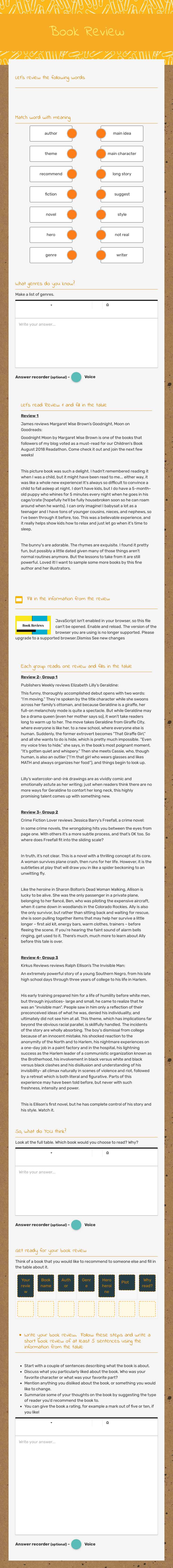 Book Review worksheet preview image