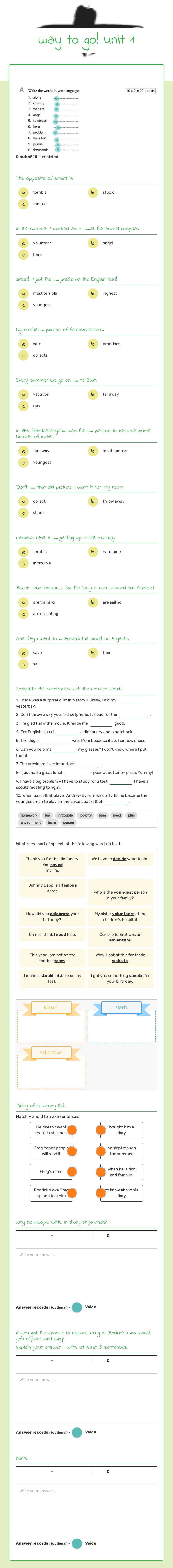 way to go! unit 1 worksheet preview image