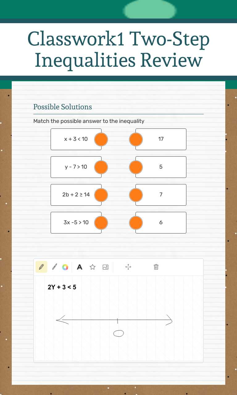 Classwork1
Two-Step Inequalities Review worksheet preview image