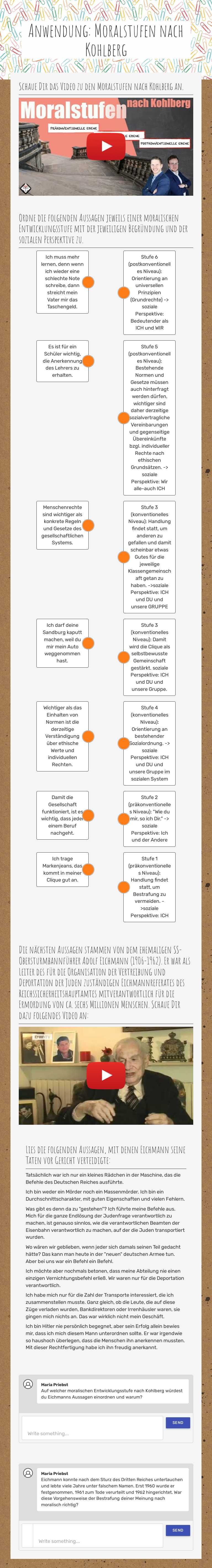 Anwendung: Moralstufen nach Kohlberg worksheet preview image