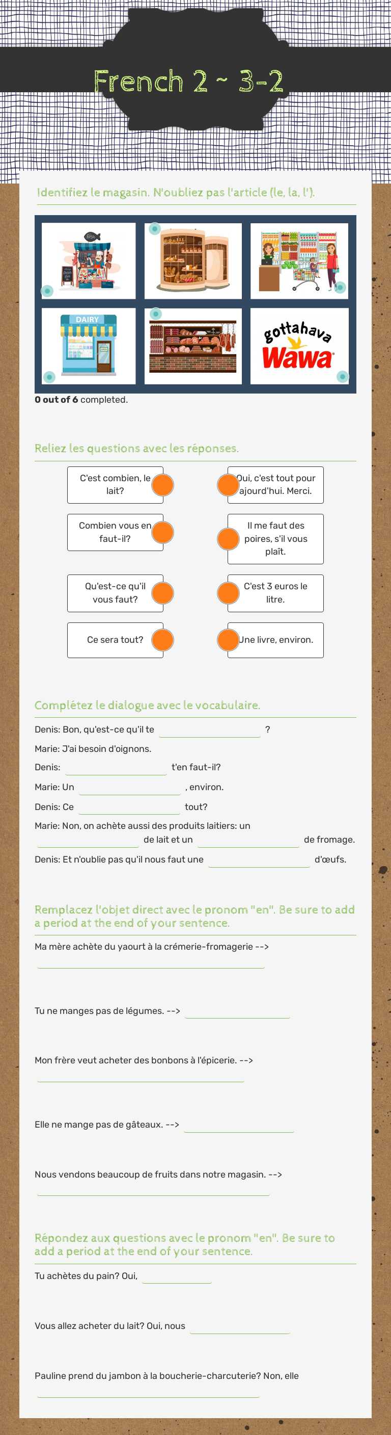 French 2 ~ 3-2 worksheet preview image