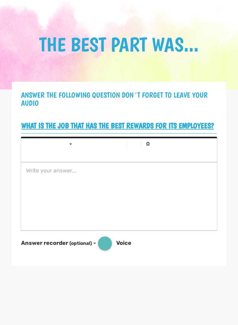 THE BEST PART WAS... worksheet preview image