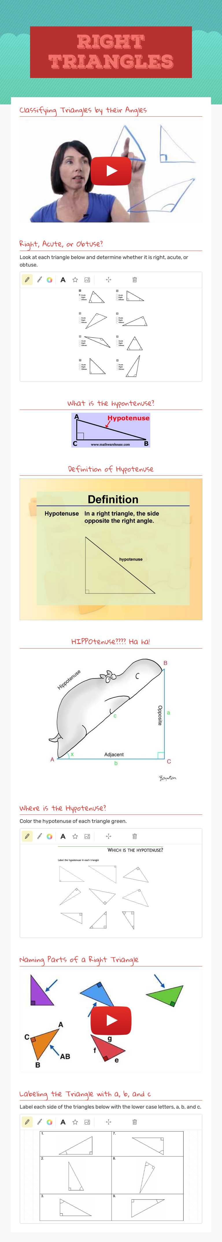 Right Triangles worksheet preview image
