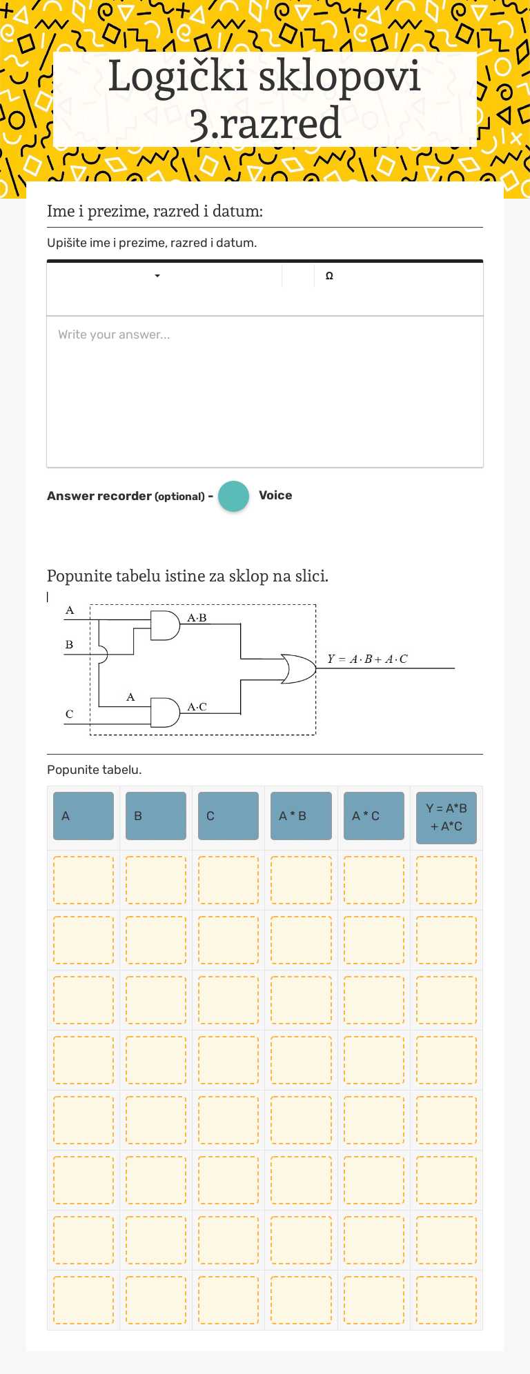 Logički sklopovi 3.razred worksheet preview image