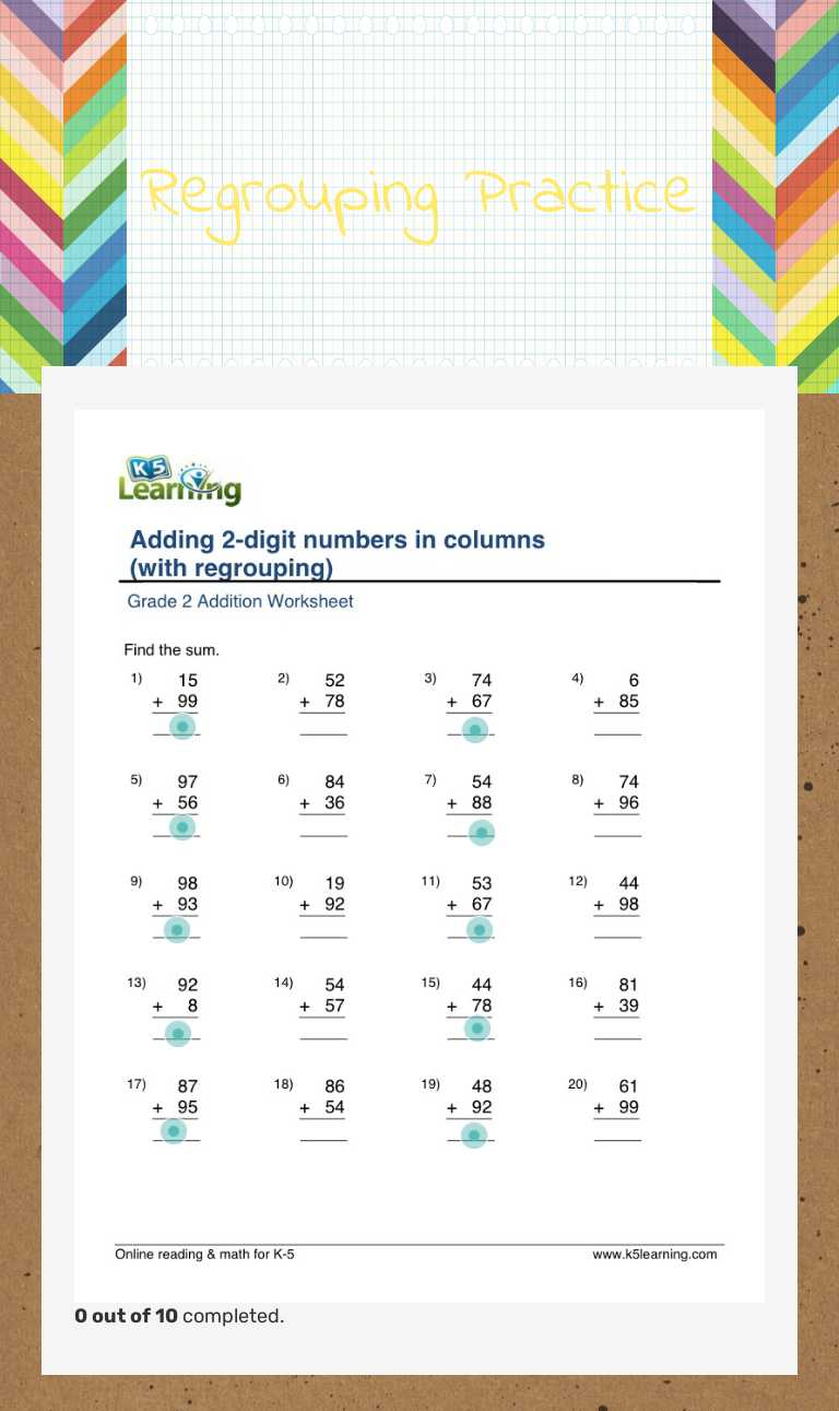 Regrouping Practice worksheet preview image