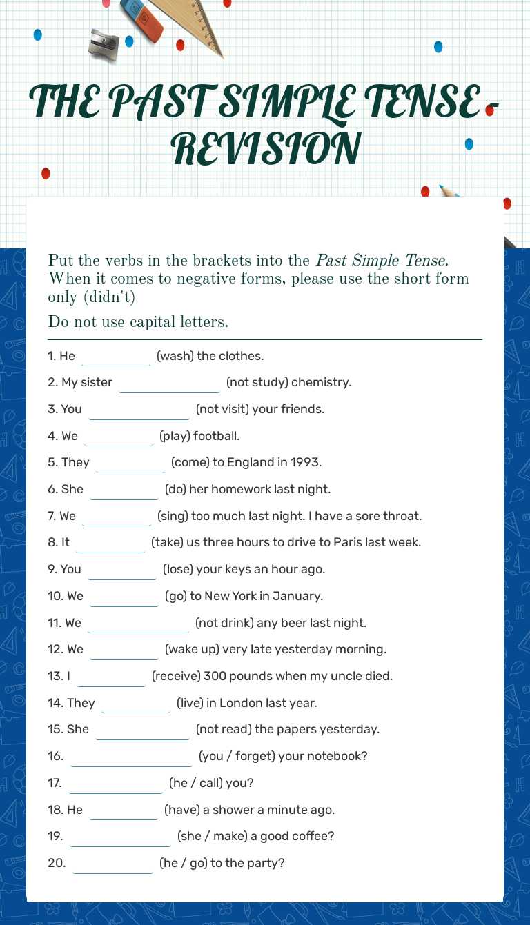 THE PAST SIMPLE TENSE - REVISION Grade 7 worksheet preview