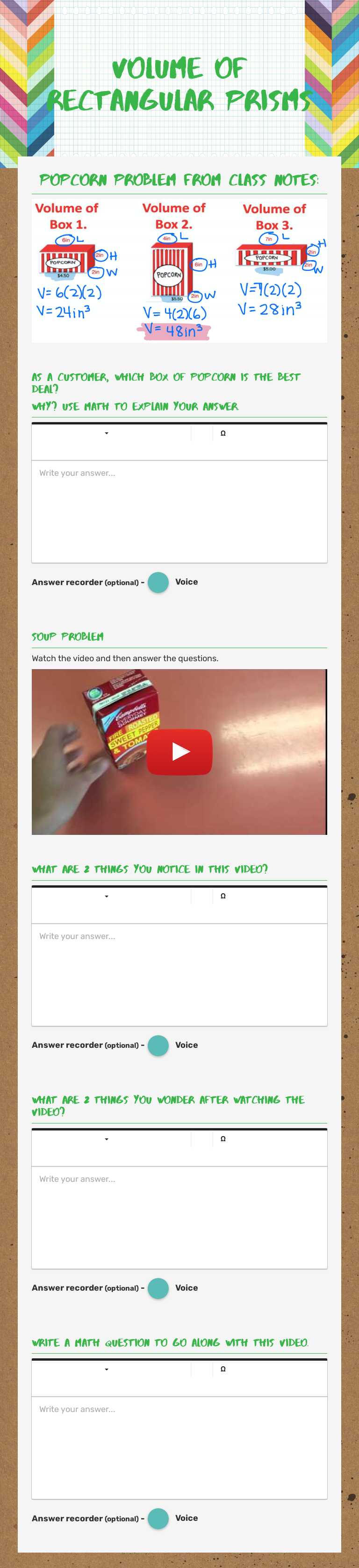 Volume of Rectangular Prisms Grade 5 worksheet preview