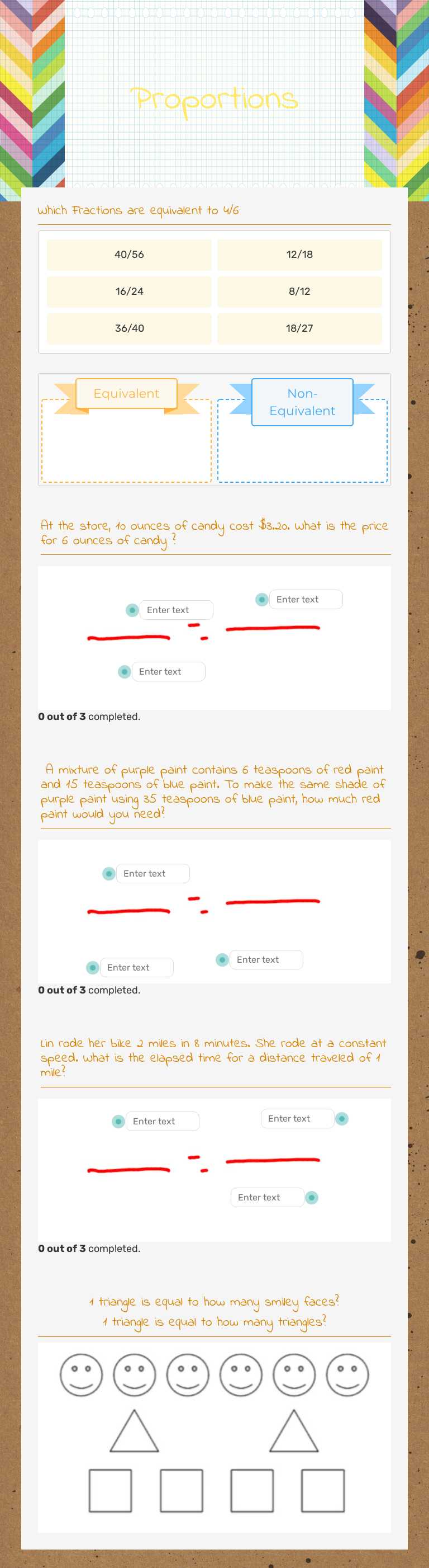Proportions worksheet preview image