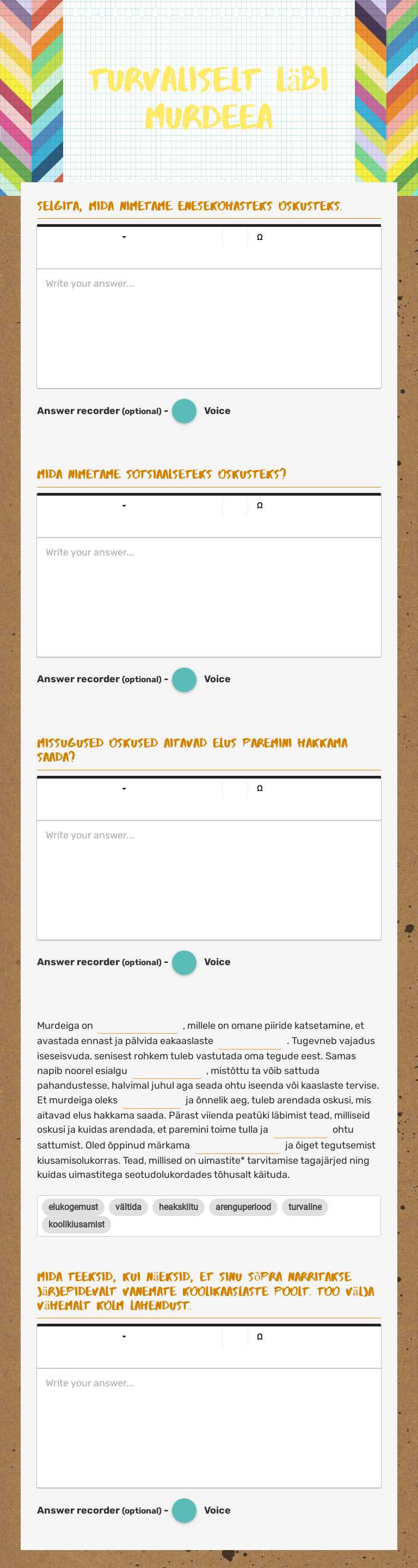 Turvaliselt läbi murdeea worksheet preview image