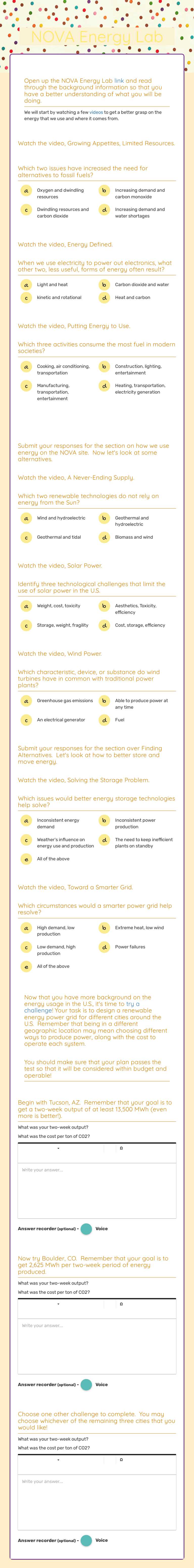 NOVA Energy Lab worksheet preview image