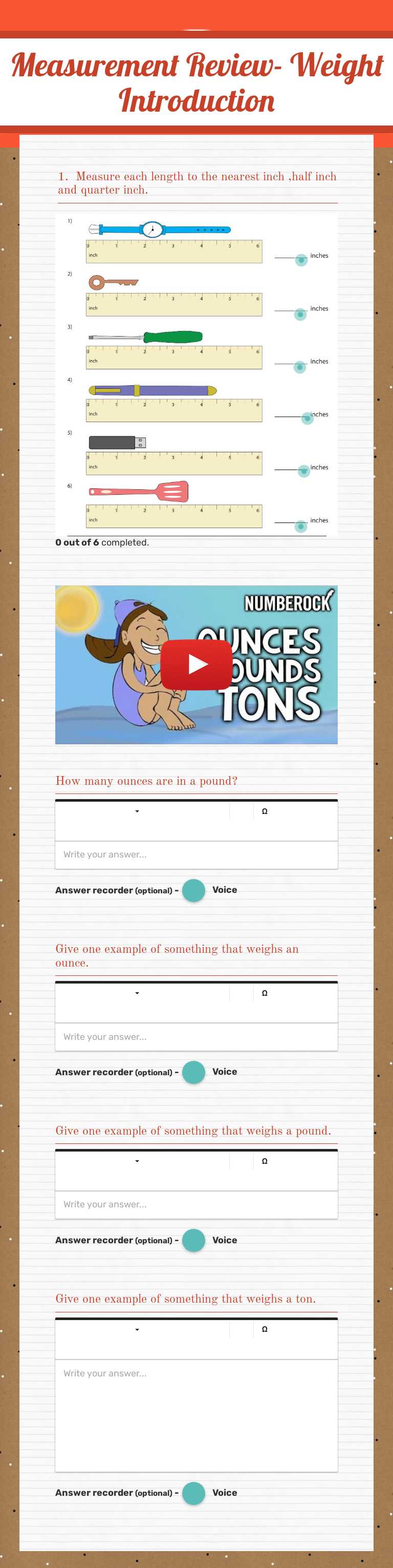 Measurement
Review- Weight Introduction Grade 3 worksheet preview