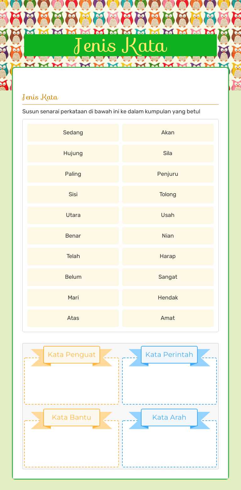 Jenis Kata Grade 6 worksheet preview