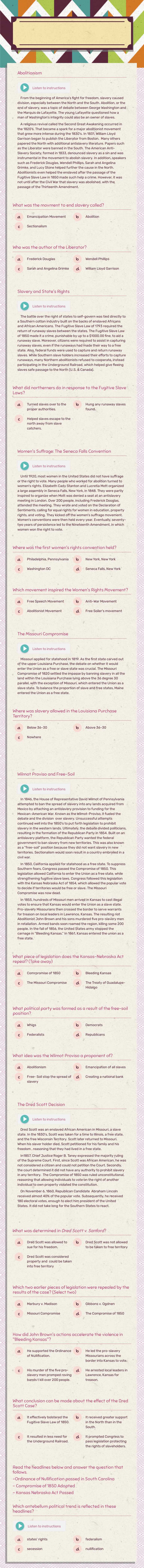 Lesson 6
The Antebellum Period worksheet preview image
