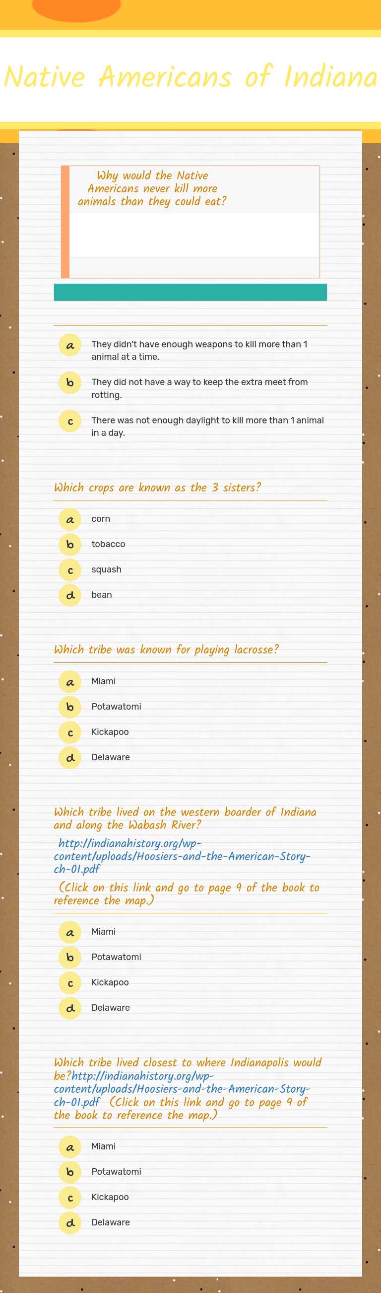 Native Americans of Indiana Grade 4 worksheet preview