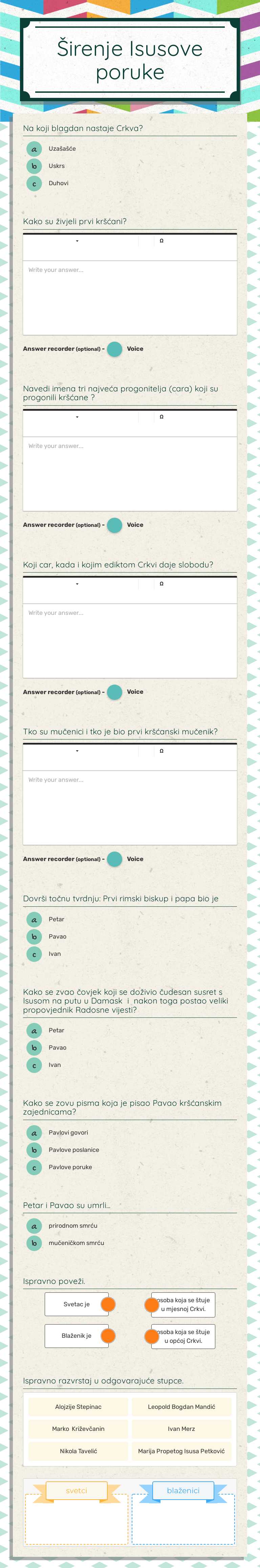 Širenje Isusove 
    poruke worksheet preview image