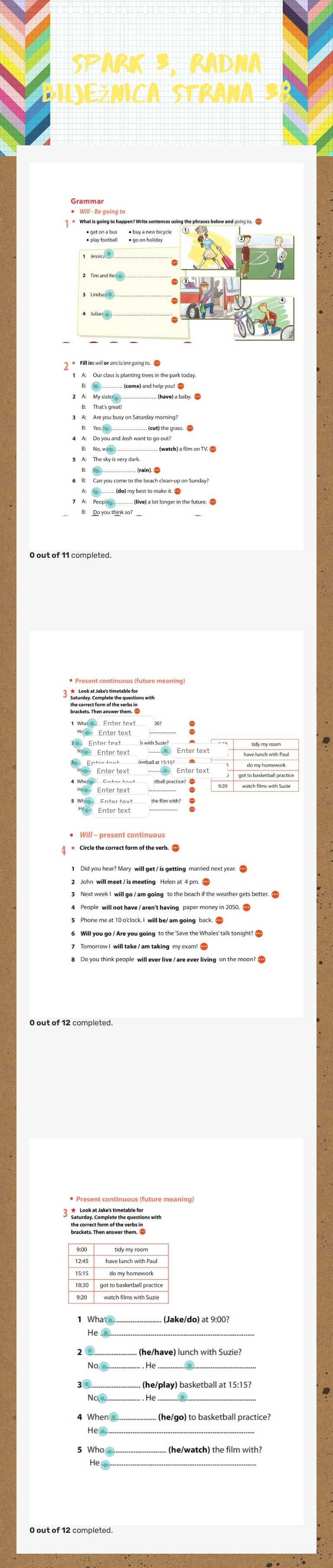 spark 3, radna bilježnica strana 38 Grade 7 worksheet preview