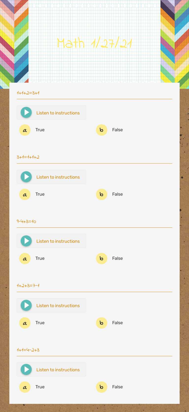 Math 1/27/21 worksheet preview image