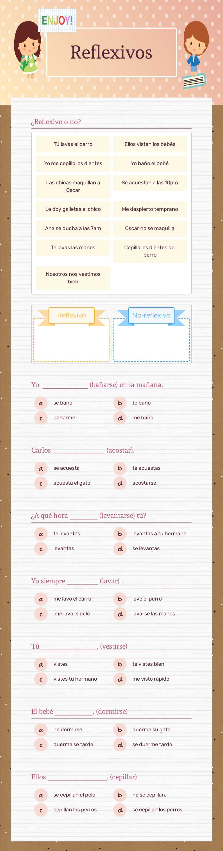 Reflexivos worksheet preview image