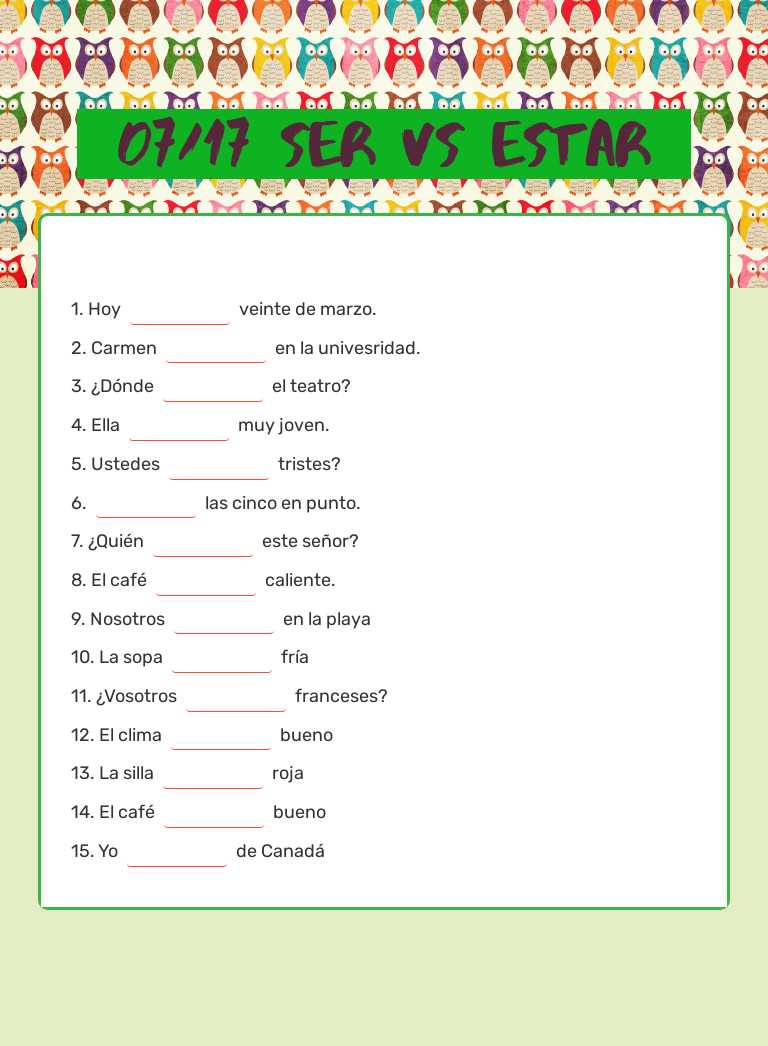07/17 Ser Vs estar Grade 10 worksheet preview