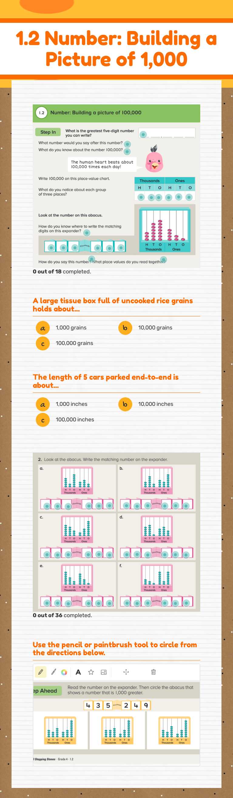 1.2 Number: Building a Picture of 1,000 worksheet preview image