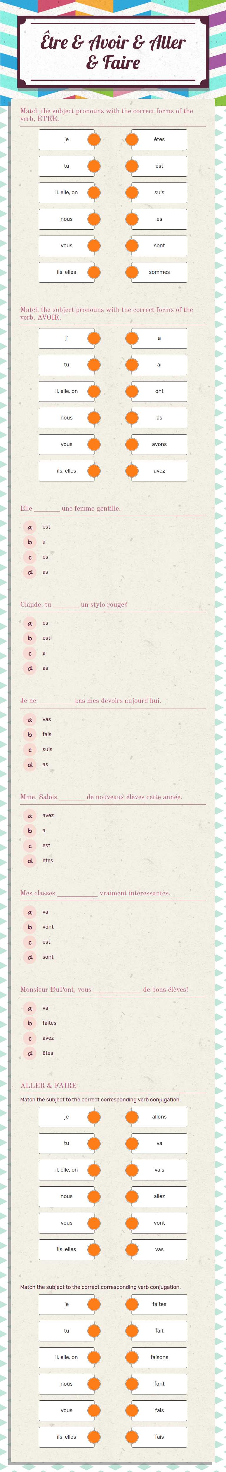 Être & Avoir &
Aller & Faire worksheet preview image