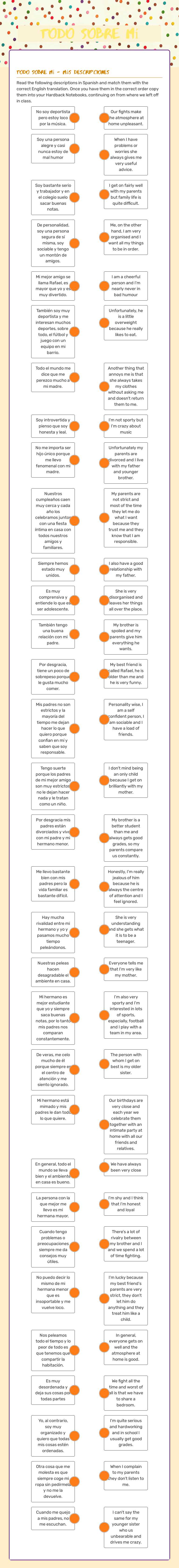 Todo sobre mí worksheet preview image