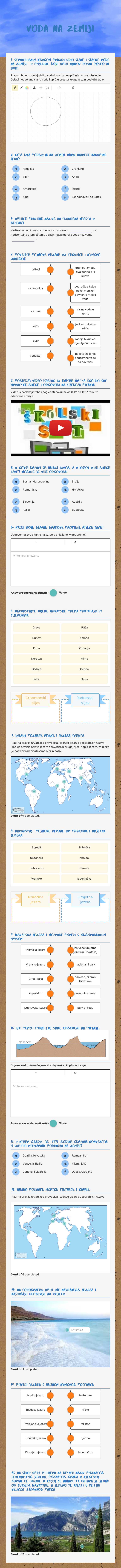 VODA NA ZEMLJI Grade 9 worksheet preview