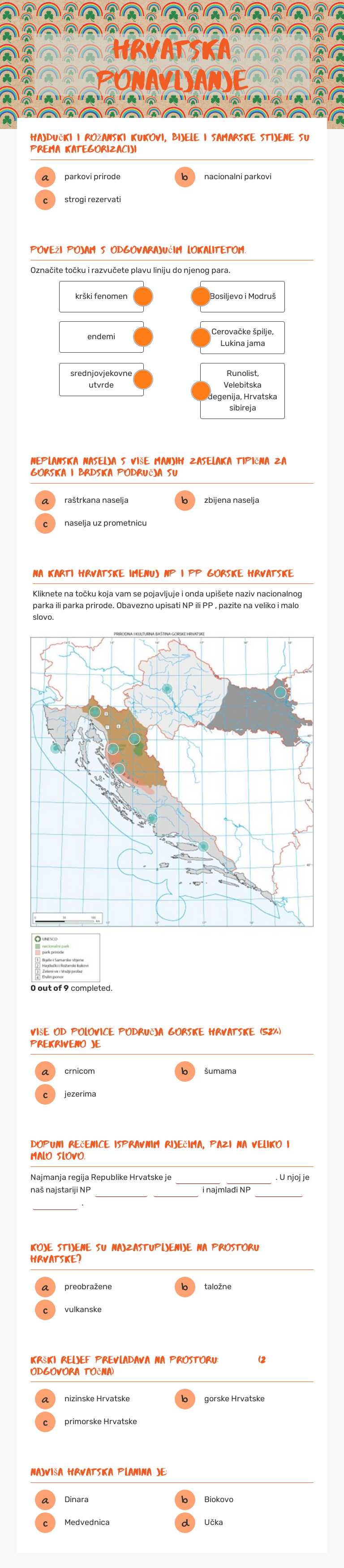 hrvatska ponavljanje worksheet preview image