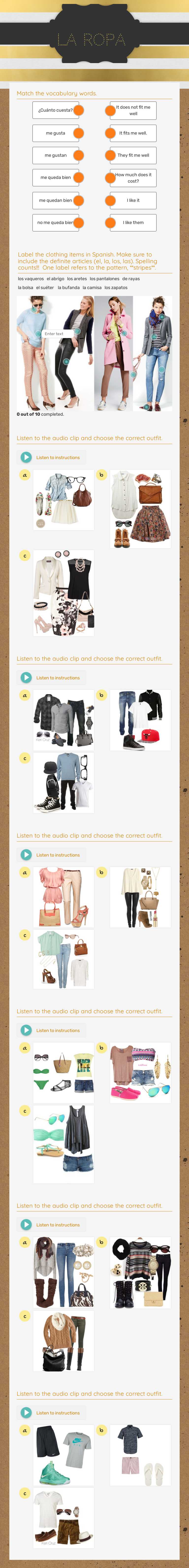 la Ropa worksheet preview image