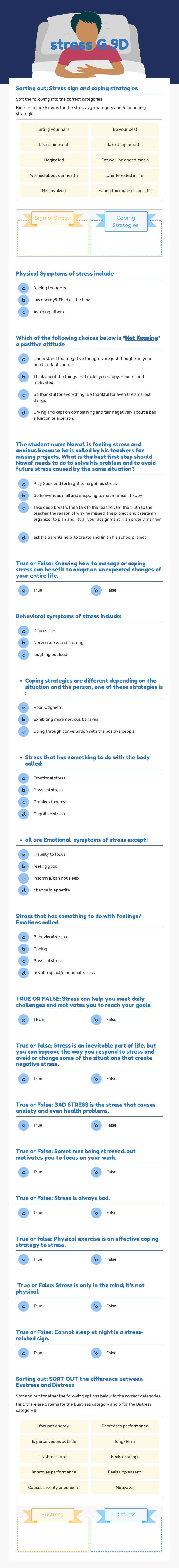 stress G.9D Grade 9 worksheet preview