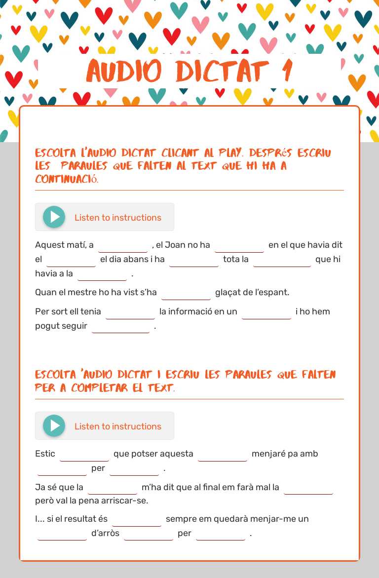 audio dictat 1 Grade 5 worksheet preview