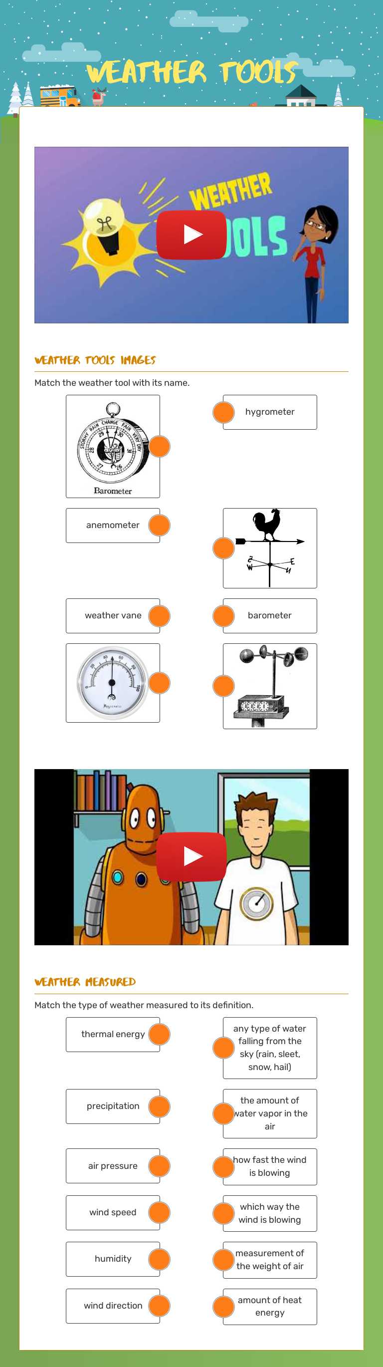weather tools Grade 4 worksheet preview