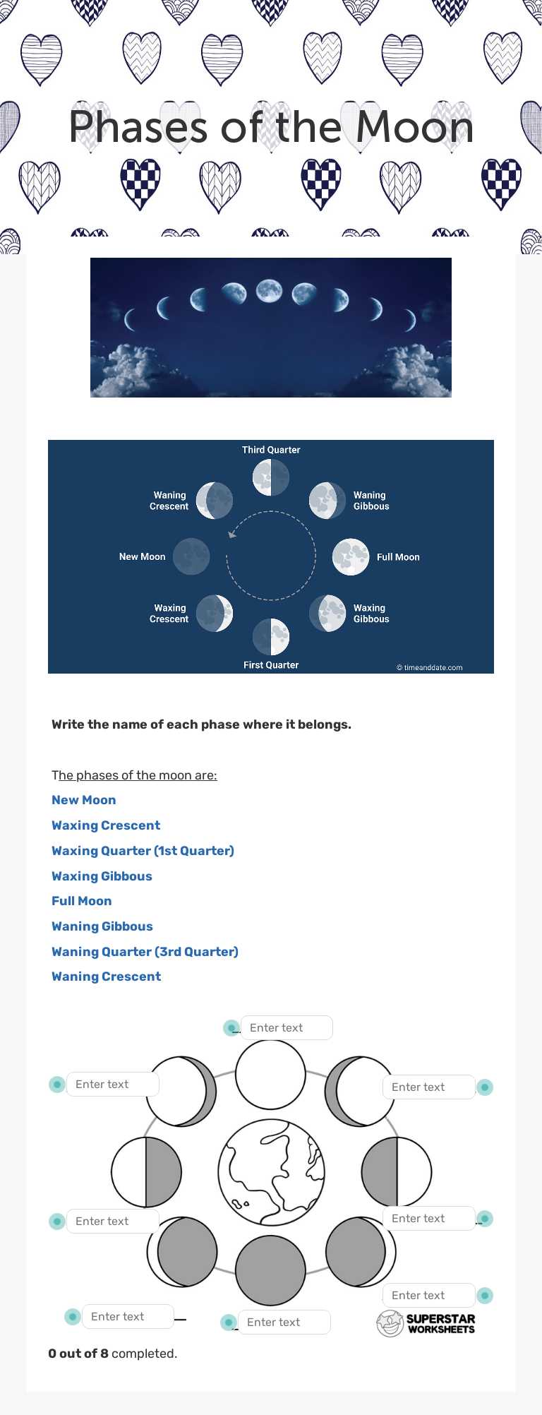 Learn the phases of the moon with our fun 3rd grade science worksheet ...