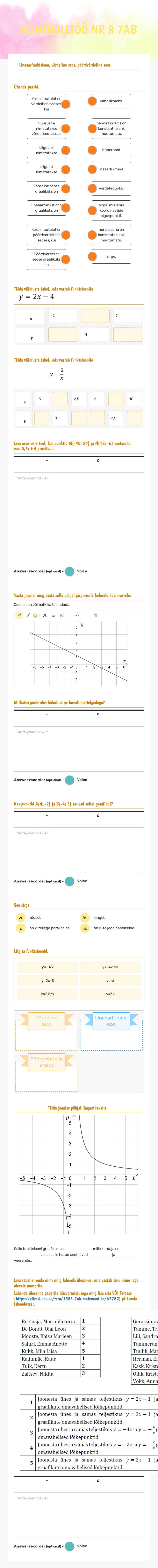 KONTROLLTÖÖ NR 8 7AB worksheet preview image