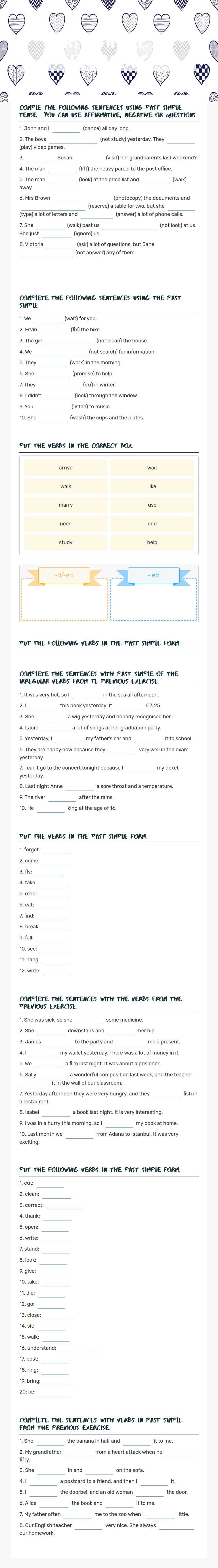 past simple - exercises worksheet preview image