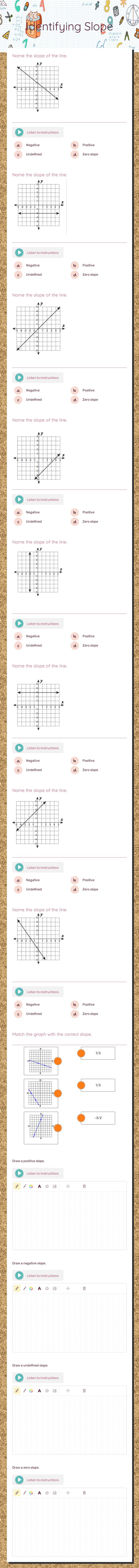 Identifying Slope Grade 5 worksheet preview