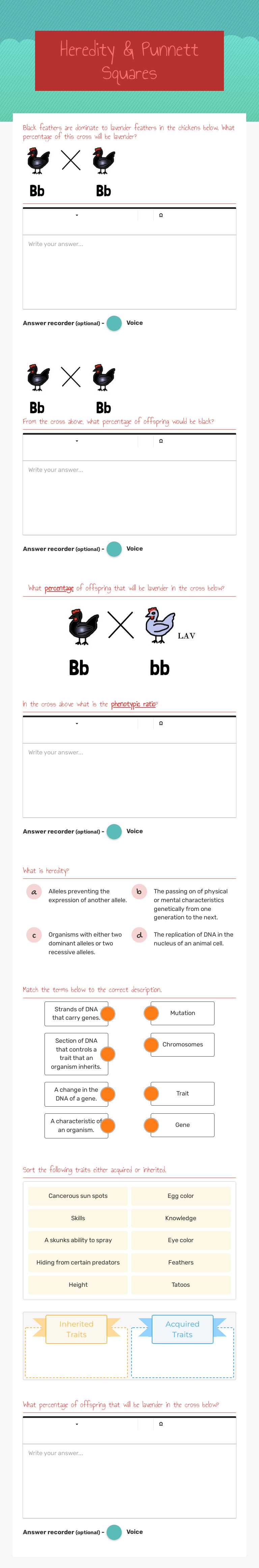 Heredity & Punnett Squares worksheet preview image
