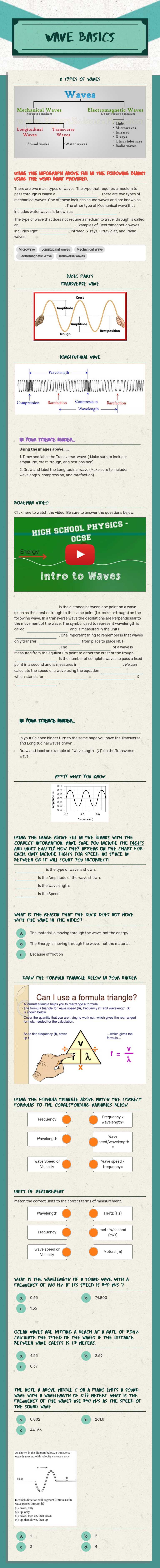 Wave Basics worksheet preview image