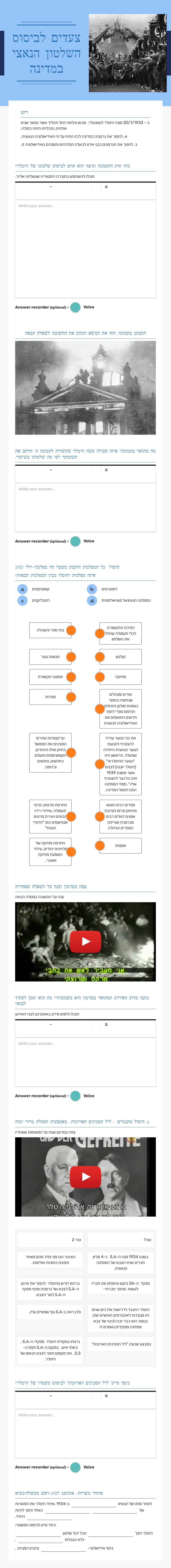 צעדים לביסוס השלטון הנאצי במדינה Grade 11 worksheet preview