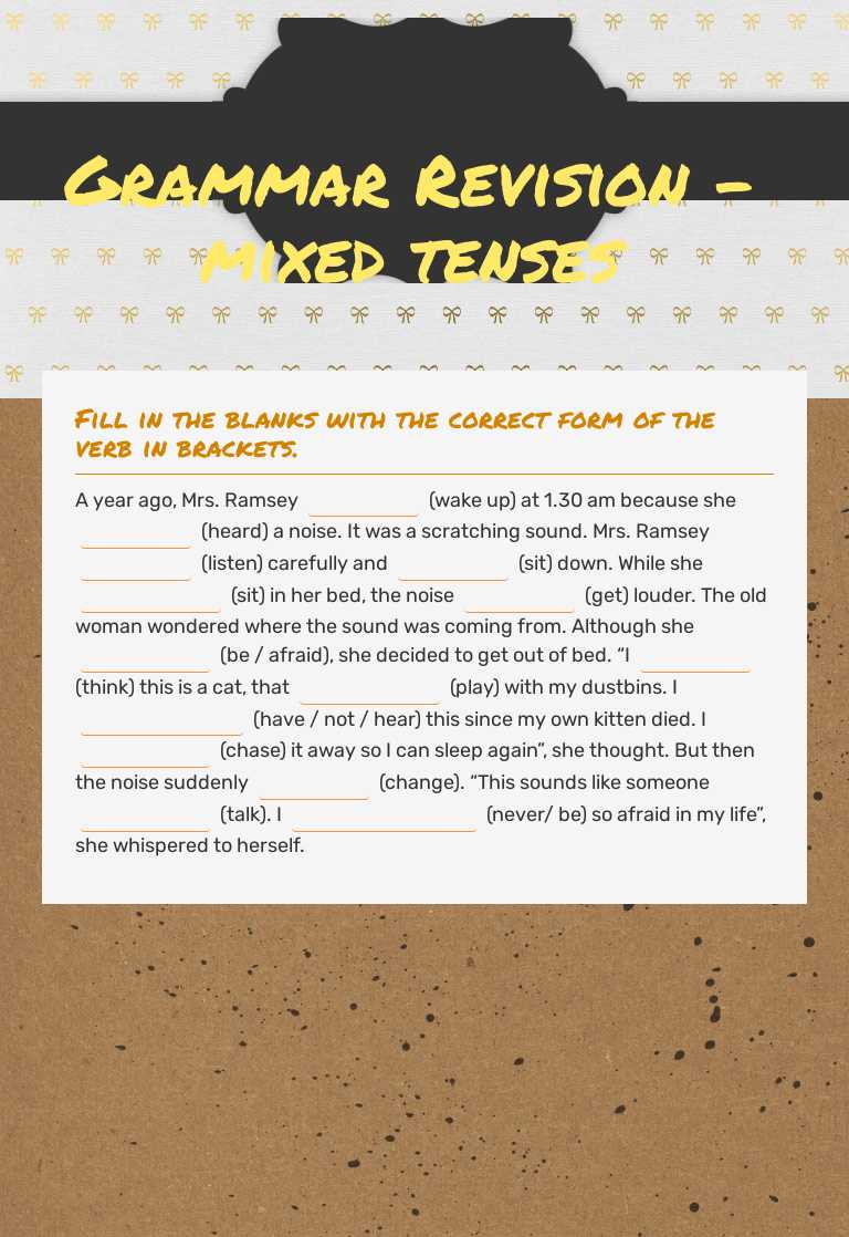 Grammar Revision - mixed tenses worksheet preview image