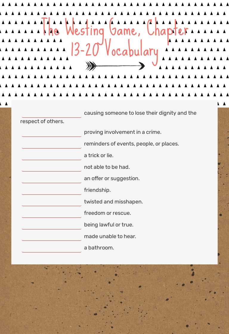 The Westing Game, Chapter 13-20 Vocabulary worksheet preview image