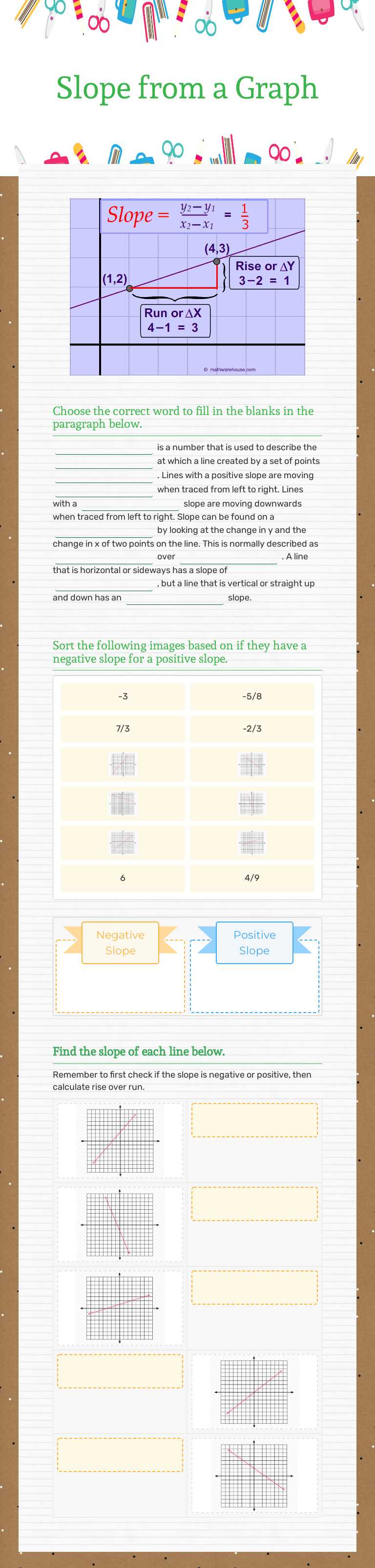 Slope from a Graph worksheet preview image