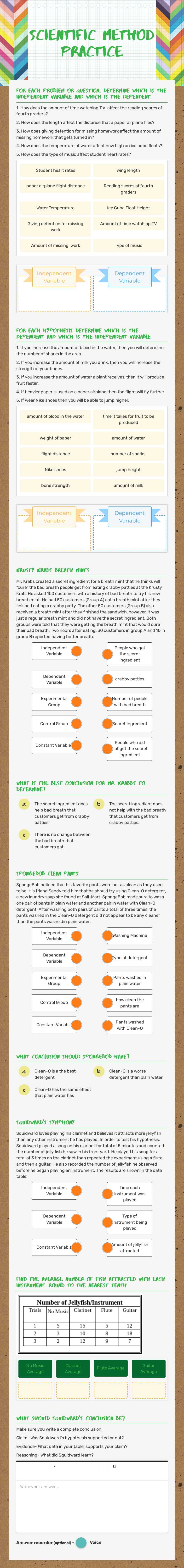 Scientific Method Practice Grade 6 worksheet preview
